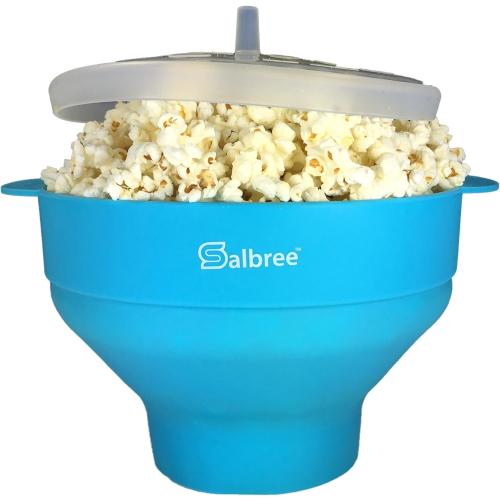 The Original Salbree Microwave Popcorn Popper Machine, Silicone Popcorn Maker, Collapsible Microwavable Bowl - Hot Air Popper - No Oil Required - The Most Colors Available (Turquoise)