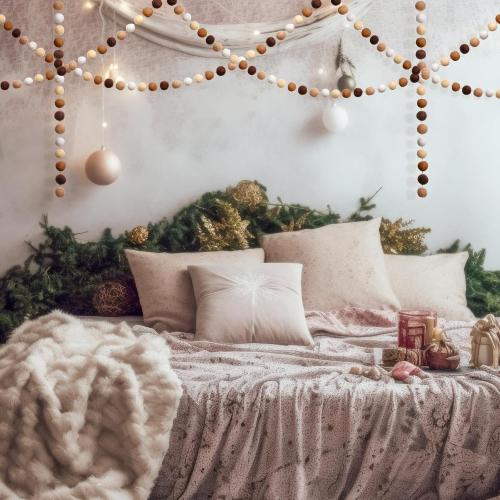 Buryeah 100 Pcs Christmas Wool Felt Balls Christmas DIY Garland Felt Balls for Crafts Hanging Decorations for Home and Party (Brown)