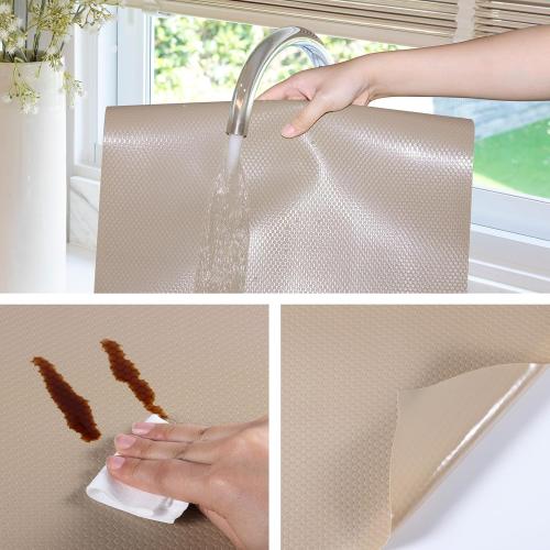 Shelf Liner Non Adhensive,Kitchen Cabinet Drawer Mat Beige 11.8× 59