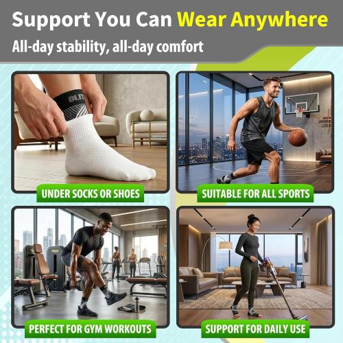 Compression Socks for Plantar Fasciitis, Achilles Tendonitis, Arthritis Relief, Ankle Brace Compression Sleeve with Foot Arch Support, Ankle Wrap for Women, Men, Swelling & Heel Pain Black L-XL