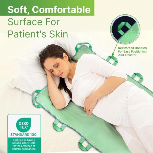Absorbent Positioning Bed Pads for Elderly with 8 Handles 34x52- Washable Waterproof Incontinence Draw Sheets - Reusable Bed Mobility Under Pads for Seniors Disabled & Bedridden Patients-Fast-Drying