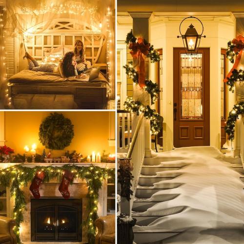 Christmas Lights Indoor Outdoor, Clear Wire 66Ft 200 LED String Lights for Bedroom, 13 Modes Twinkle Fairy String Lights for Xmas Tree Wedding Party Bedroom Garden Decorations (Warm White)