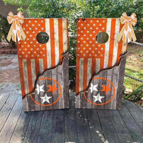 Large Tennessee Bow for Wreath Front Door, Orange White Checkerboard Tennessee Vols Wreath Bow for UT Football Fans Outdoor Wall Tree Topper Decor Sports Party Supplies Hanging Ornament