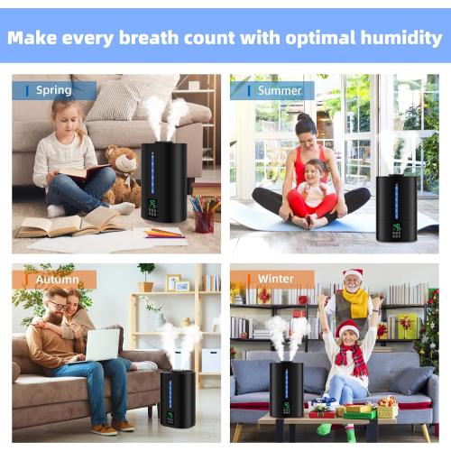 6L Humidifiers for Bedroom Large Room Home,Cool and Warm Humidifier for Baby and Plants Hot Mist Top Fill Desk Humidifiers Oil Diffuser,Quiet,Adjustable Mist,360°Nozzle-Black(2026 Upgraded)
