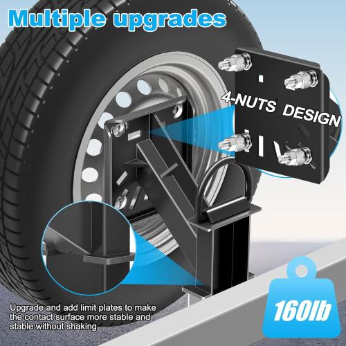 Stake Pocket Spare Tire Carrier,Spare Tire Mount Bracket for Trailer or Large Truck Engineering Vehicle,Fits 5 & 6 & 8 Lugs Wheels on 4.5'',4.75'',5.0,5.32,5.5,6.5,6.7,7.1 or 7.9 Bolt Patterns