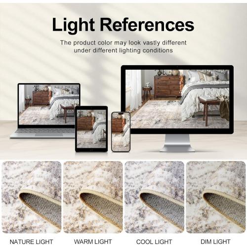 Area Rug Living Room Rugs - 8x10 Modern Abstract Soft Indoor Neutral Washable Rug Stain Resistant Non-Slip Low Pile Carpet for Bedroom Dining Room Home Office - Charcoal Grey