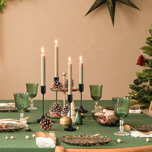 Candle Holder - 3 PCS Candlestick Holders - Vintage Candle Stick Holder - Modern Decorative Centerpiece - Cozy Atmosphere Gift for Home Decor, Wedding, Black Taper