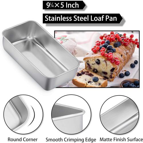 TeamFar Loaf Pans for Baking, 9 × 5 Inch Stainless Steel Loaf Bread Pans Tins for Homemade Bread/Brownies, Healthy & Sturdy, Oven & Dishwasher Safe - Set of 6