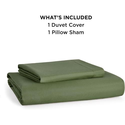 Bedsure Duvet Cover Twin/Twin XL Size - Extra Soft Double Brushed Bedding Set with Zipper Closure, 2 Pieces, Includes 1 Duvet Cover (68x90) & 1 Pillow Sham, Comforter Not Included, Olive Green