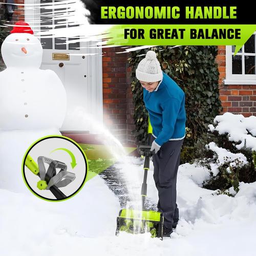 40V Cordless Snow Shovel, 13 Inch 4.0Ah Electric Snow Shovel with Directional Plate, Brushless Cordless Snow Blower for Pathway, Patio, Deck, Driveway, Green