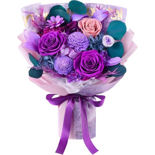 Eterfield Flowers for Delivery Prime, Mother's Day Forever Flowers Bouquet, Preserved Roses and Purple Flowers Birthday Gifts for Her Women Wife Mom Grandma Anniversary Valentine's Day Christmas