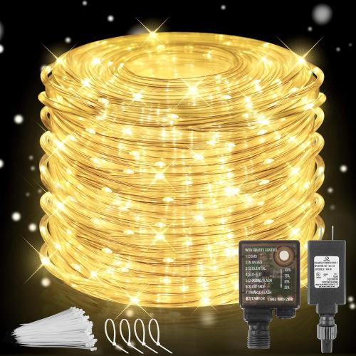 Heceltt 492ft LED Rope Lights Outdoor,1500 LED Tube Lights with 8 Modes, IP65 Waterproof LED Rope Lighting for Patio Eaves Pool Party Backyards Garden Holiday Lights Decoration(Warm White)