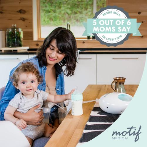 Motif Medical Luna Double Electric Pump for Breastfeeding - Portable Pump Breastfeeding w/Battery - Hospital Grade Pump w/LED Light - Hands-Free Breast Pump, Quiet Motor Baby Breast Pump