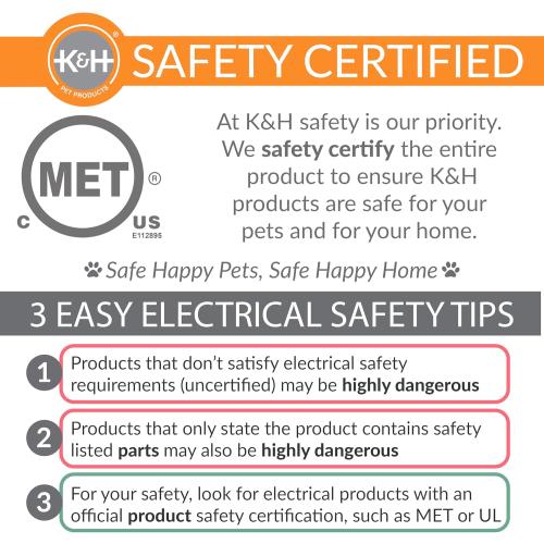 K&H Pet Products Lectro-Kennel Heated Outdoor Dog Pad, Durable Rigid ABS Plastic Waterproof Heated Pad for Cat & Dog Houses Outdoor, Washable Cover, Safety Listed - Large 28.5 X 22.5in Black 80W