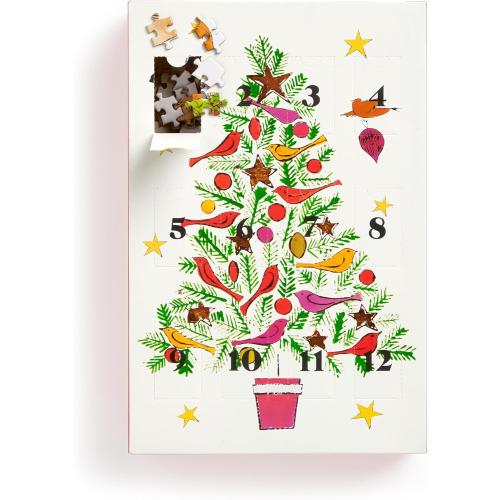 Galison Andy Warhol Christmas Countdown – 12 Days of Puzzles Featuring Iconic Whimsical Warhol 1950s Christmas Paintings Drawings and Prints
