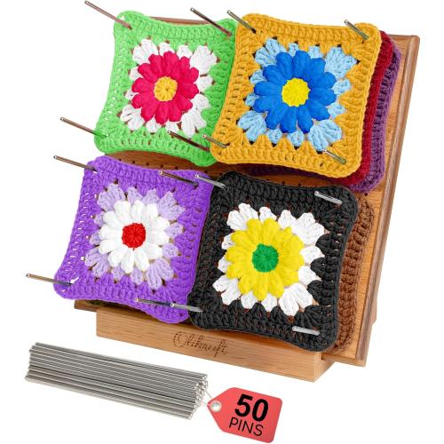Olikraft 9.5 Crochet Blocking Board with Pegs 50 Pins - Granny Square Blocking Boards for Crochet Projects - Yarn Supplies Tools and Accessories and Gadgets