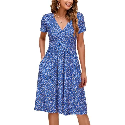 Size small OUGES Women's 2026 Fashion V Neck Midi Dress with Pockets Maternity Clothes Nursing Dresses