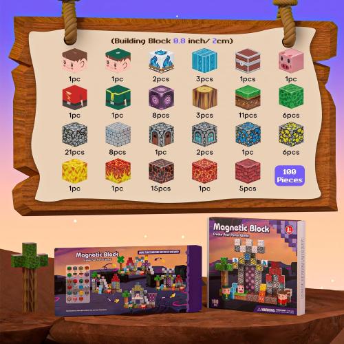 100PCS Magnetic Blocks - Magnet Tiles Toys for Kids, Magnetic Building Blocks Cubes, Stacking Magnets Toys for Kids, Birthday Gifts for Boys and Girls Age 3  Years Old
