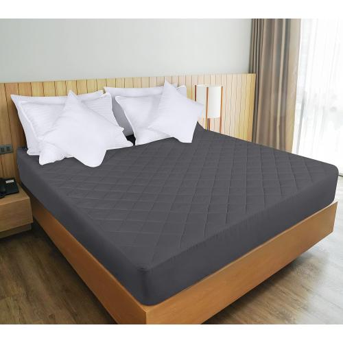 Utopia Bedding Quilted Fitted Mattress Pad, Queen Size, Elastic Fitted Mattress Topper Protector and Cover Stretches up to 16 Inches Deep, Machine Washable (Grey)
