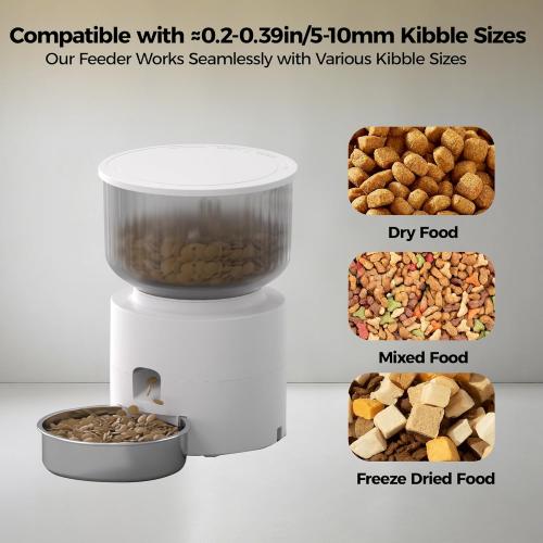 PAPIFEED 3L/13 Cup Automatic Cat Feeder & 3L Water Dispenser, Stainless Steel Bowl, 2.4G WiFi Pet Feeder with APP Control for Remote Feeding, 1-10 Meals Per Day, Detachable for Easy Clean (White Suit)