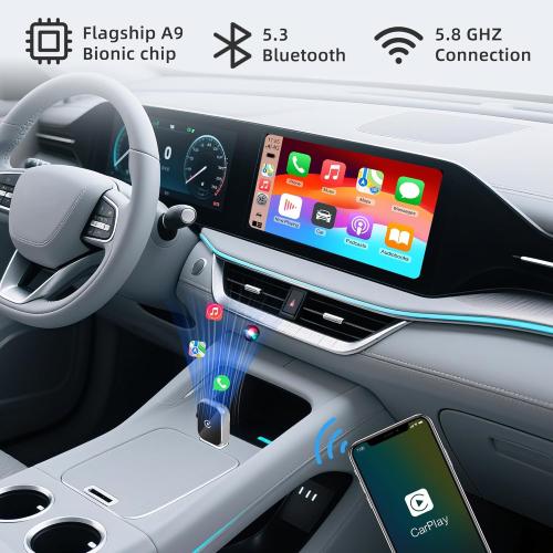 Mini Wireless Carplay Adapter for iPhone - Carplay Wireless Adapter Car Play Dongle Bluetooth, Compatible with iPhone iOS 10 , [2025 Upgraded] Silver