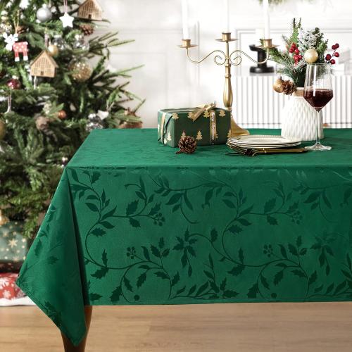 joybest Christmas Tablecloth Rectangle 60 x 84 Inch, Elegance Christmas Jacquard Table Cloth Polyester Fabric Tablecloths for Christmas Decoration, Holiday Dinner & Family Gathering, Green
