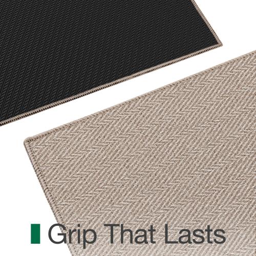 LUMI Ultra Thin Indoor Door Mat for Entrance 36x56, Non Slip Entryway Mat, Low Profile Doormat, Unique Herringbone Design Carpet for Inside, Patio, Porch, Dark Beige