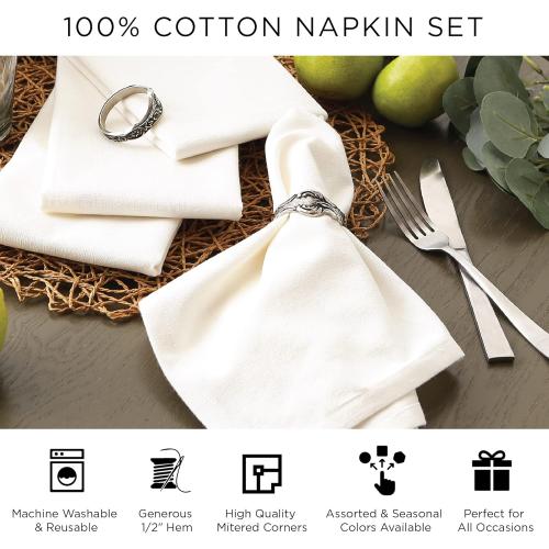 DII French Stripe Tabletop Collection Farmhouse Style Dining Table Linen Napkin Set, 20x20, Blue Chambray, 6 Piece