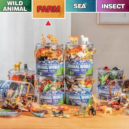 Mini Farm Animal Figurines with Gift Box, 60 Pcs Realistic Tiny Plastic Animal Toys for Toddlers, Farm Themed Party Decoration, Christmas Easter Thanksgiving Favors, Birthday Gifts, Cupcake Topper