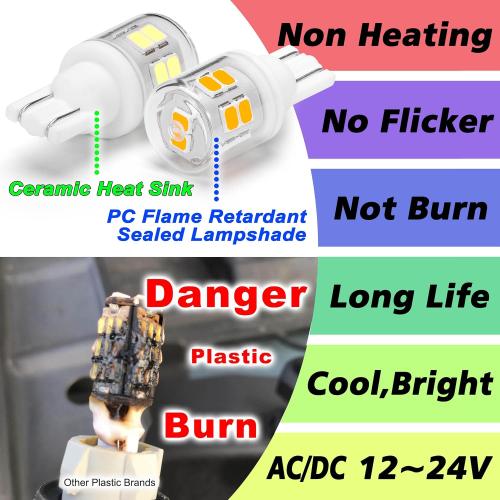 T5 T10 LED Wedge Base Bulbs, 2700K Warm White 2 Watts Equivalent 11W 18W Incandecent Bulbs, AC/DC 12-24V Low Voltage Replacement for Landscape Path Deck Garden RV Camper Lights, 6 Pack