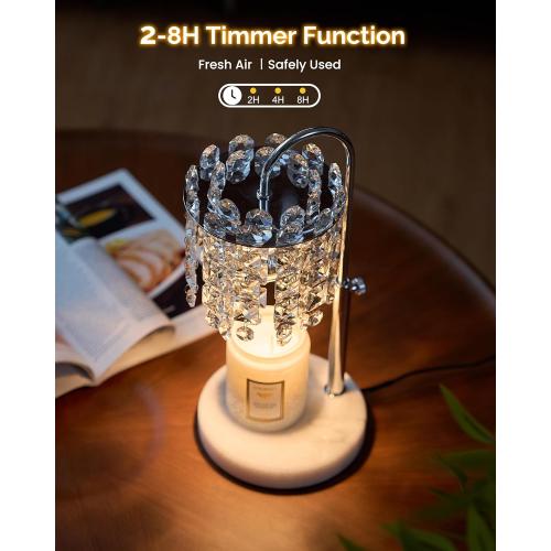 Candle Warmer Lamp with Timer & Dimmable Crystals Candle Lamp Warmer with RGB Mode, Adjustable Height Electric Candle Warmer with 3 Bulbs for Women Mom House Warming Gifts New Home Room Decor