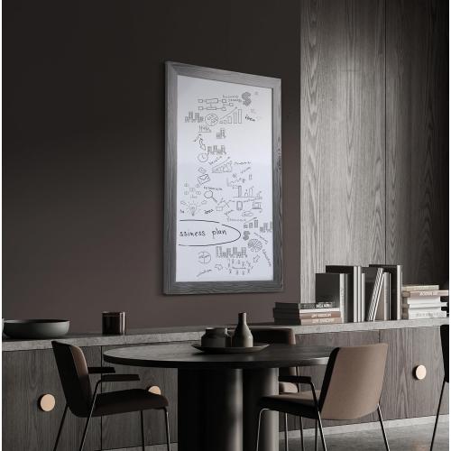 Real Wooden Framed Magnetic Dry Erase Whiteboard, 24 X 36, Vertical/Horizontal Wall Mount, Includes Black Marker, Eraser and 4 Magnets, by Better Office Products (Gray Wash)