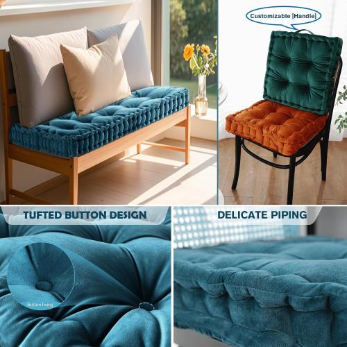 Floor Pillow Cushion for Home Decor, Seating, Tufted Corduroy Cushions for Balcony Outdoor Tatami Living Room (Beige, 16 W x 16 L x 4 H)   Long Cushion