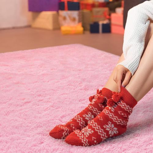 Andecor Soft Fluffy Bedroom Rugs, 4 x 6 Feet Indoor Shaggy Plush Area Rug for Boys Girls Kids Baby College Dorm Living Room Home Decor Floor Carpet, Pink