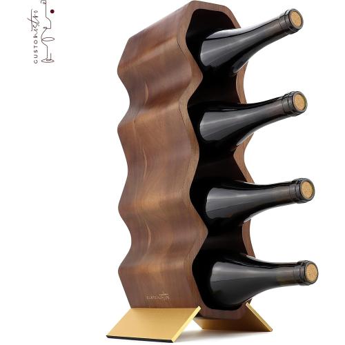 Gusto Nostro Wood Wine Rack, 7 Bottle, 2 Tier Wooden Countertop Free Standing Shelf - Bottle Holder Stand for Home Bar Tabletop, Cabinet Inserts, Kitchen, Wine Cellar Storage (Acacia)