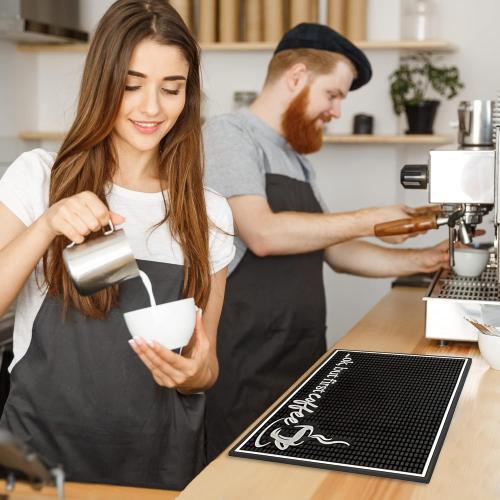 New Mungo Coffee Bar Mat – “Ok But First Coffee” – Spill-Proof PVC Coffee Station Mat, Non-Slip Countertop Protector 18x12