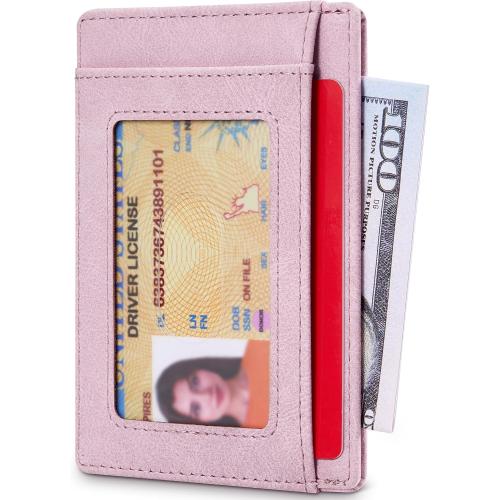 Travelambo Slim Wallet Front Pocket Minimalist Leather RFID Blocking Medium Size