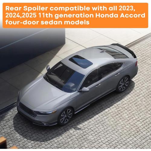 Rear Trunk Lip Spoiler R Style Highkick Wing Compatible with 11th Gen Honda Accord LX/EX/Hybrid Sport/Prime 2023 2024 2025 Sedan Accessories (Carbon Fiber)