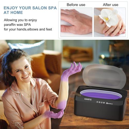 USED KARITE Paraffin Wax Machine for Hands and Feet with Auto Open Lid, Paraffin Bath,20Min Fast Wax Meltdown, Precision Temperature Control, 4500ml Paraffin Warmer with 8Pack Refills