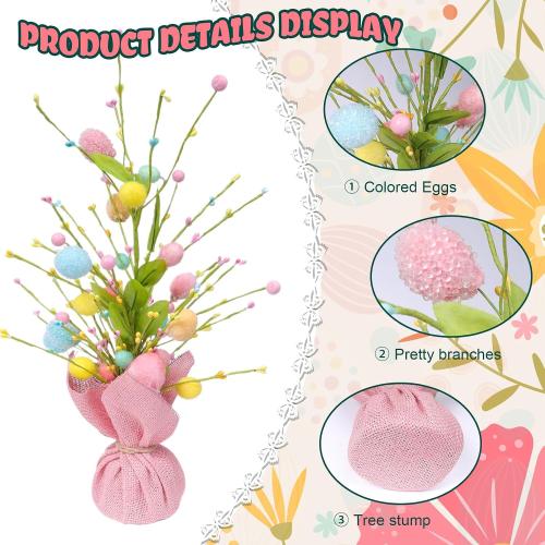 ZHAO 18-Inch Easter Egg Tree Tabletop Decoration with Delicate Ornaments - Perfect for Home, Party, Wedding, Holiday, Celebrations