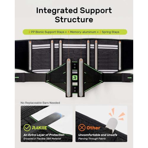 Back Brace for Lower Back Pain Relief, 8X Powerful Lumbar Support with 3D Pad, Support Belt for Men Women, Breathable Back Support Brace with Adjustable Strap, Green Size S