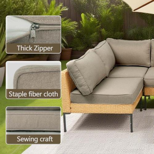 14Pcs Patio Cushion Covers Replacement Splashproof UV-Resistant Inelastic Covers with Zippers, Max Compatible 25.6x25.6x4inch Patio Cushion, for 7 Pcs Outdoor Patio Furniture Sets
