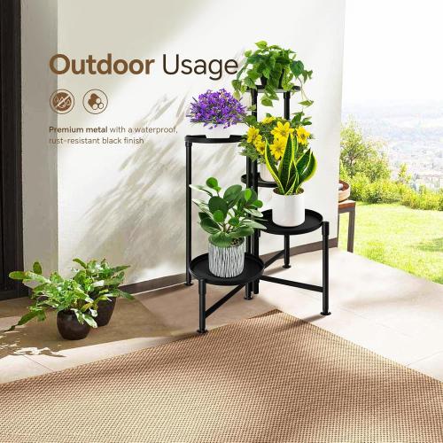5 Tier Plant Stand Indoor, Metal Corner Plant Shelf Outdoor, Foldable Tall Plant Rack for Mutiple Plants, Flower Pot Holder Display Stand for Living Room Patio Home Decor for Gatdening
