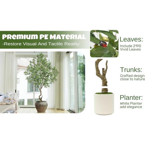 Roselywed Artificial Olive Tree 8FT with 2190 Leaves & White Planter Realistic Tall Large Fake Faux Silk Plant 94 Inch for Indoor Home Office Porch Mall Restaurant Hotel School Decor Housewarming Gift