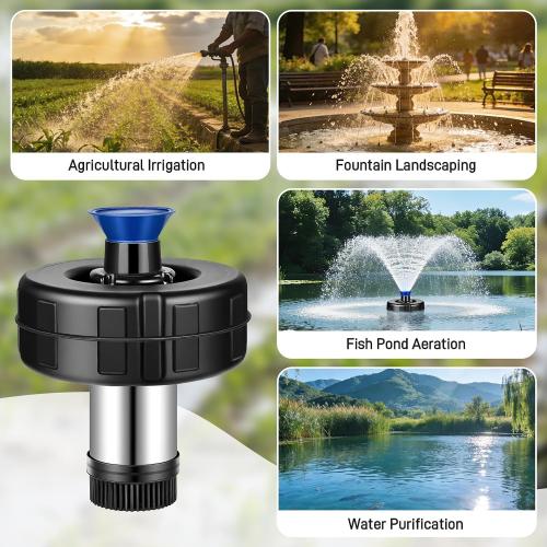 Pond Fountain Aerator, 15000 GPH Fountain Pump with Timer, 110V/60Hz 750W Waterfall Pump with 2 Spray Patterns, Energy-Efficient Water Circulation for Ponds & Lakes with 120FT Power Cord (Blue Black)