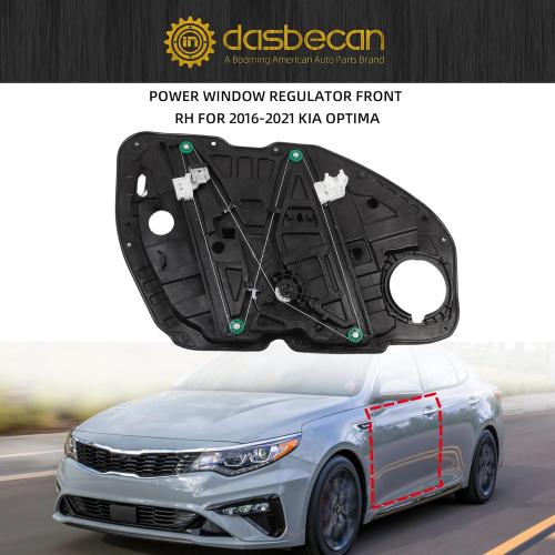 Dasbecan Front Right Passenger Side Power Window Regulator with Panel Compatible with Kia Optima K5 2016-2021 Replaces 82481-D4000 82481-D5000 Without Motor