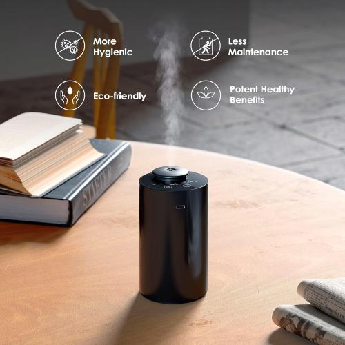 Airversa Waterless Diffuser for Essential Oil, Car Diffsuer, Battery Operated Nebulizer, 0.7 Fl Oz/ 20mL, Mini Scent Air Machine, 3 Timers & 3 Mist Levels for Home, Room, Car, Office - AN6 Black