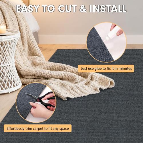 Marine Carpet,6 FT x 18 FT Dark Gray Indoor Outdoor Carpet 0.2 Thick Boat Carpet with Water-Proof TPE Backing, Non-Slide Outdoor Marine Carpet Roll for Home, Patio, Porch, Deck