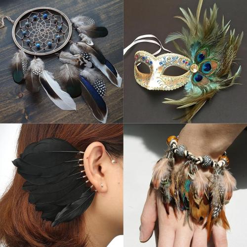 FeelfunFeather 150 pcs Natural Feathers Bulk- 7 Style Mixed Spotted Decorative Pheasant Feather Peacock Feather for DIY Crafts Halloween Wedding Party Hat Decoration