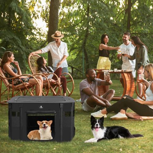 X-ZONE PET Dog Playpen, Puppy Cat Play Pen Portable Foldable Indoor/Outdoor Tent Crate Cage, Portable Pet Crate Small Size Black